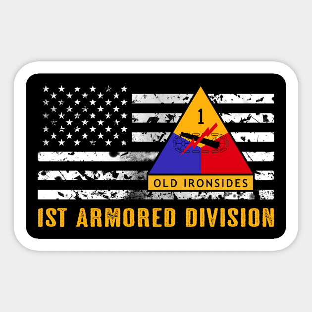 1st Armored Division (Distressed Flag) Sticker by Jared S Davies